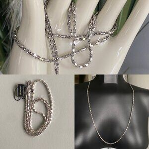 FAC Polished Silver Tone Rhodium Plated 26" Fancy Chain